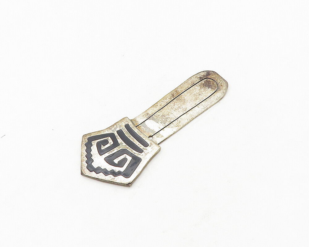 MEXICO 925 Sterling Silver  Vintage Inlaid Black Onyx Book Mark  TR2460