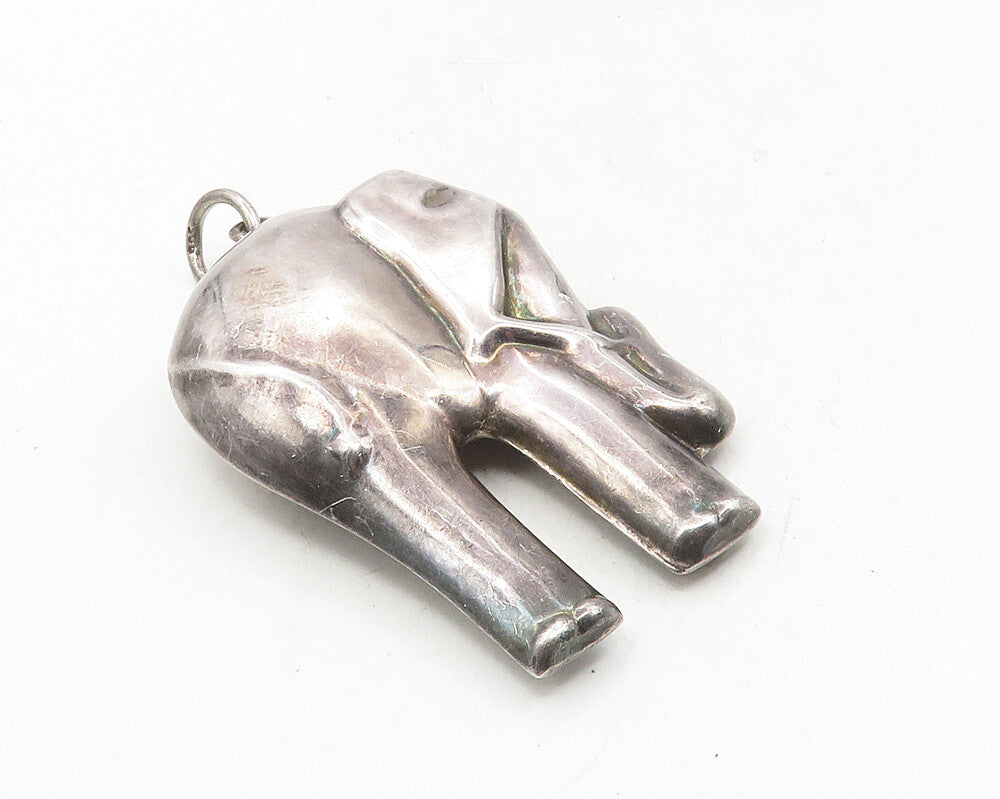 925 Sterling Silver  Vintage Dark Tone Hollow Elephant Motif Pendant  PT7790