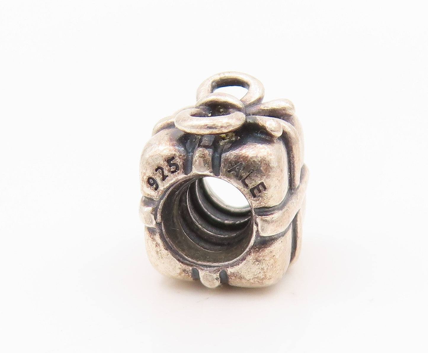 925 Sterling Silver Vintage Pendant PANDORA Mini Carved Gift Box Charm  PT24255