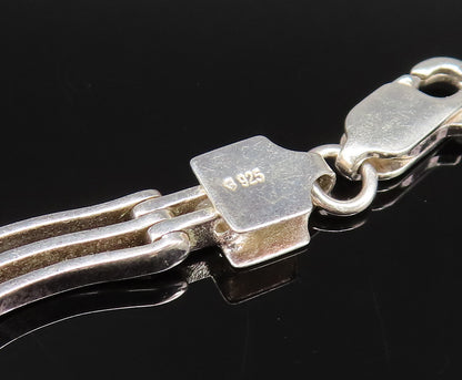 925 Silver  Vintage Peridot Garnet & Gemstones Open Row Link Bracelet  BT9722