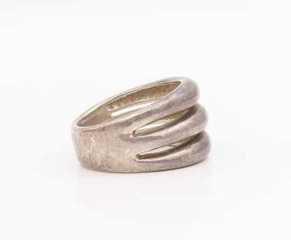 925 Sterling Silver Vintage Ring ESPO SIG Chunky Triple Row Band  Sz 8  RG34164