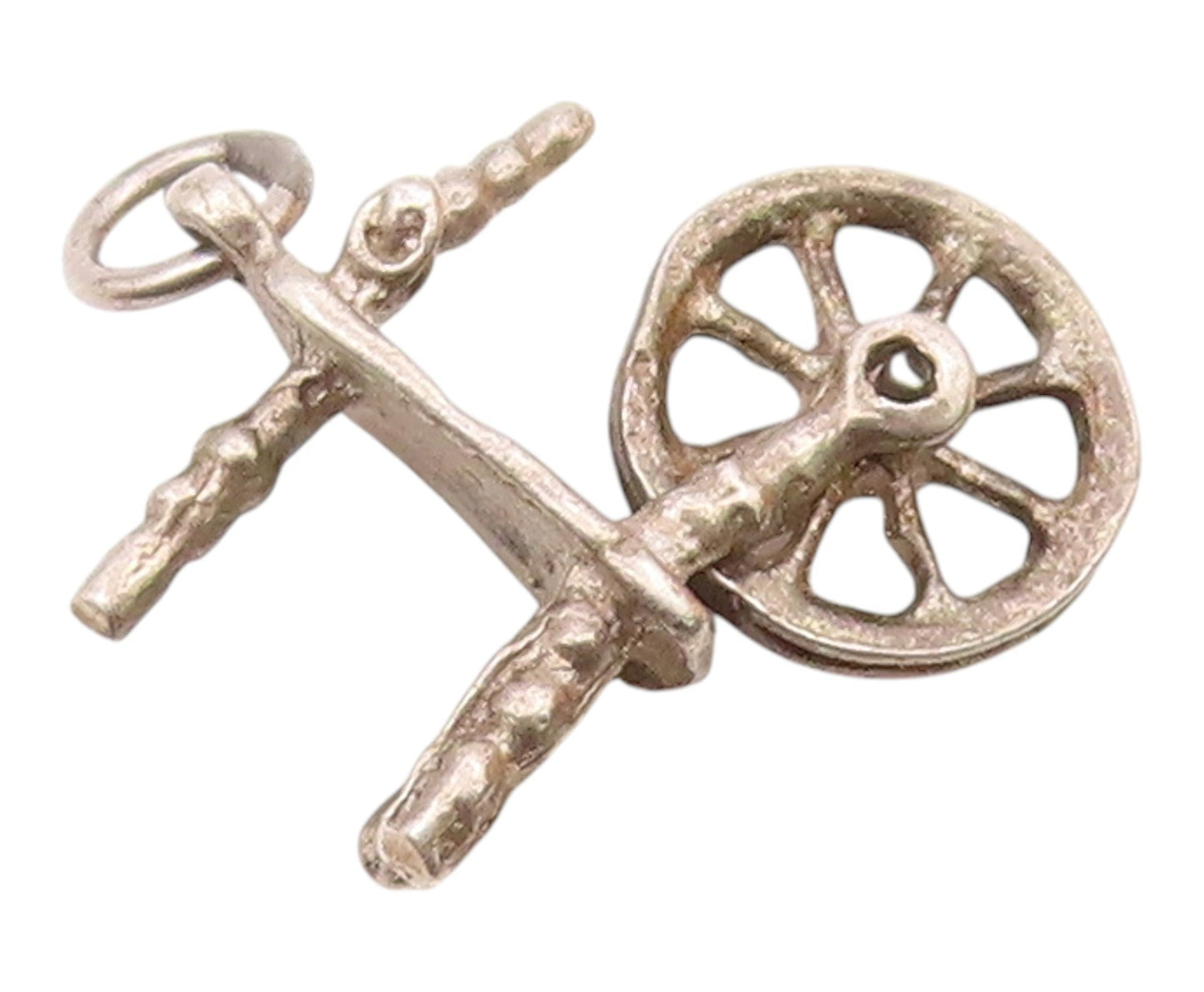 925 Sterling Silver  Vintage Old Fashioned Cotton Wheel Pendant  PT18403