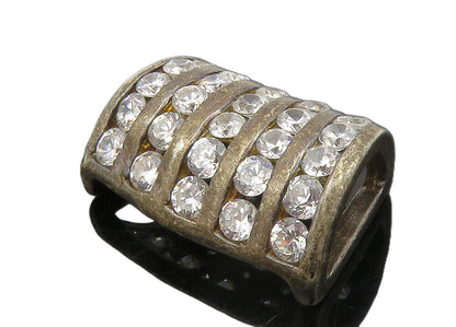 925 Sterling Silver  Vintage Cubic Zirconia Dark Tone Slide Pendant  PT11415