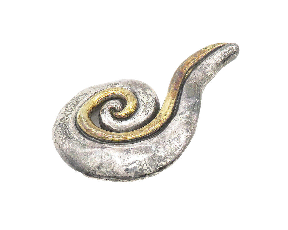 BAT AMI ISRAEL 925 Sterling Silver  Vintage Two Tone Spiral Brooch Pin  BP7023