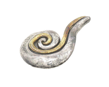BAT AMI ISRAEL 925 Sterling Silver  Vintage Two Tone Spiral Brooch Pin  BP7023