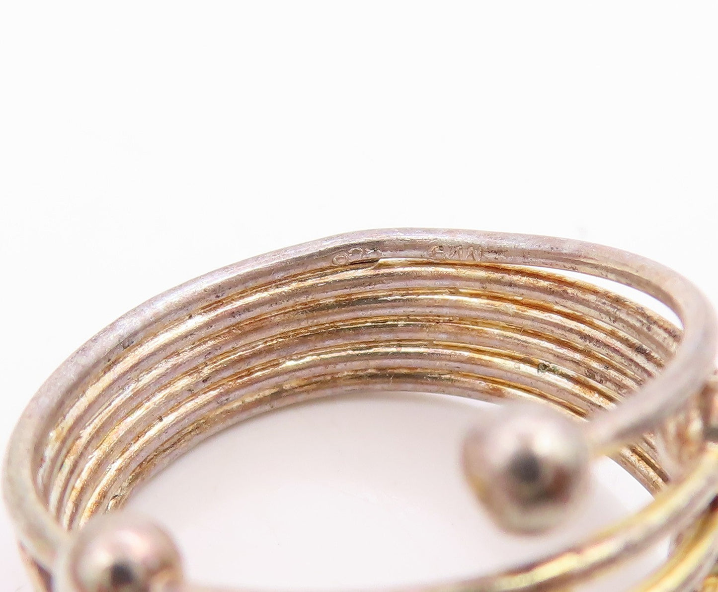 925 Sterling Silver Vintage Ring Multi Layered Sphere Coil Band  Sz 6.5  RG36108