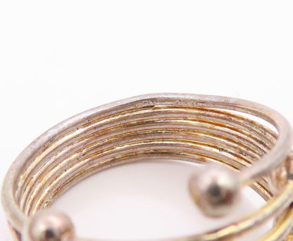 925 Sterling Silver Vintage Ring Multi Layered Sphere Coil Band  Sz 6.5  RG36108