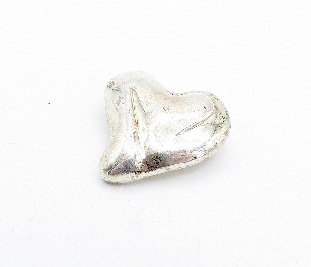 925 Sterling Silver  Vintage Shiny Smooth Love Heart Motif Brooch Pin  BP1425