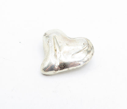 925 Sterling Silver  Vintage Shiny Smooth Love Heart Motif Brooch Pin  BP1425