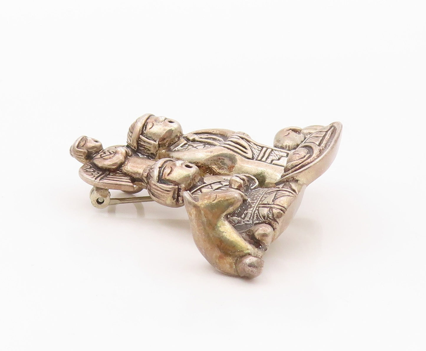 925 Sterling Silver Vintage Brooch Pin CAROL FELLEY Figural Nativity  BP12545