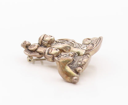 925 Sterling Silver Vintage Brooch Pin CAROL FELLEY Figural Nativity  BP12545