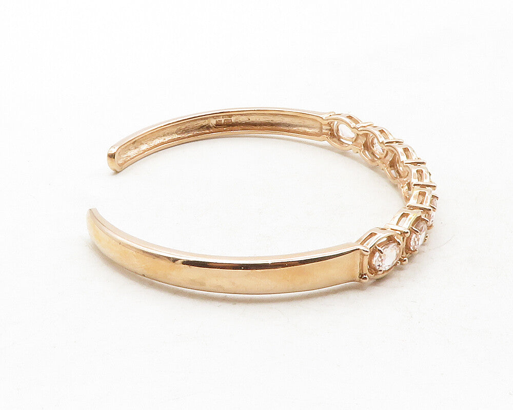 925 Sterling Silver  Prong Set Topaz Rose Gold Plated Cuff Bracelet  BT4886