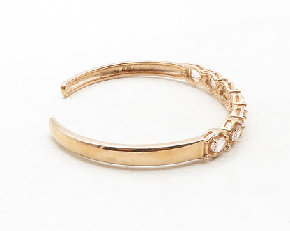 925 Sterling Silver  Prong Set Topaz Rose Gold Plated Cuff Bracelet  BT4886