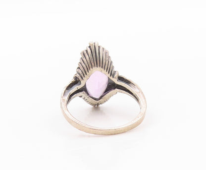 925 Sterling Silver Vintage Ring KABANA Marquise Cut Amethyst  Sz 5  RG32412