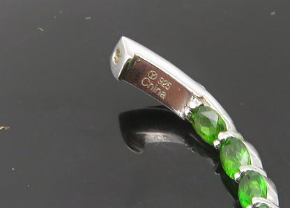 925 Sterling Silver  Vintage Prong Set Peridot Shiny Hoop Earrings  EG10929