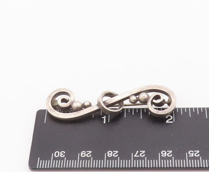 925 Sterling Silver Vintage Brooch Pin Antique Swirly Carved Beaded  BP10650