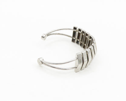 GAO DESIGNER 925 Sterling Silver  Vintage Shiny Modernist Cuff Bracelet BT7064