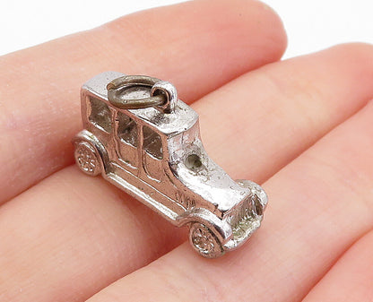 925 Sterling Silver  Vintage Petite Old Fashioned Car Motif Pendant  PT3830