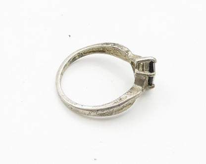 AVON 925 Silver  Vintage Marquise Cut Black Hematite Band Ring Sz 8  RG18994