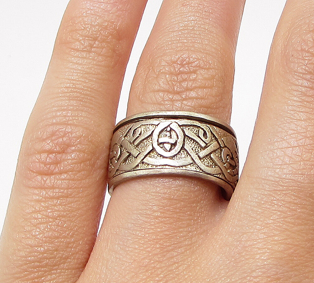 925 Sterling Silver  Vintage Modernist Celtic Band Ring Sz 6.5  RG3102