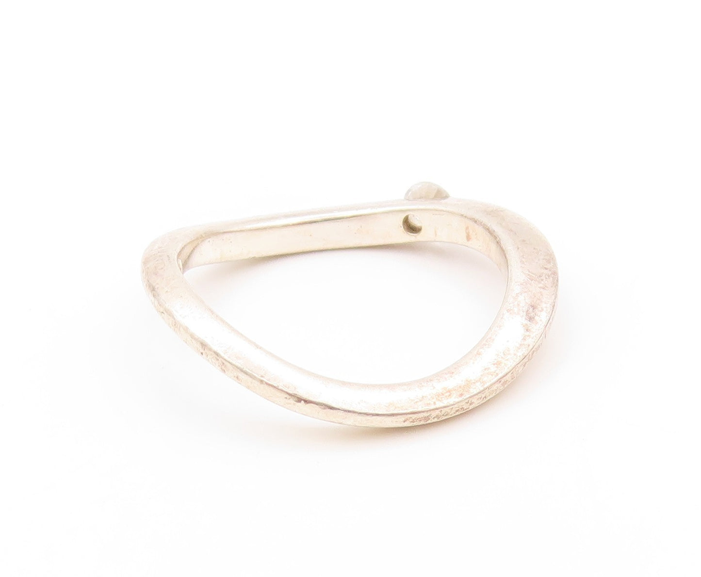 925 Sterling Silver Vintage Ring Infinity Wave Single CZ Stone  Sz 8  RG32806
