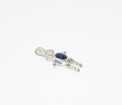 925 Sterling Silver  Inlay Blue & White Topaz Boy Figure Drop Pendant  PT2173