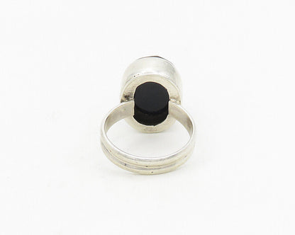 925 Sterling Silver  Vintage Faceted Hematite Cocktail Ring Sz 6.5  RG18556