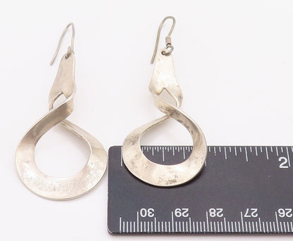 925 Sterling Silver Vintage Earrings MEXICO Cutout Twisted Drop Design  EG13176