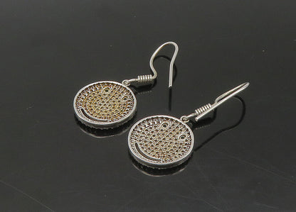 925 Sterling Silver  Vintage Shiny Topaz Smiley Face Dangle Earrings  EG10894