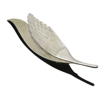 BEAU 925 Sterling Silver  Vintage Shiny Floral Leaves Brooch Pin  BP6532