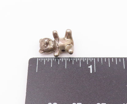 925 Sterling Silver  Vintage Petite Teddy Bear Dark Tone Pendant  PT17501
