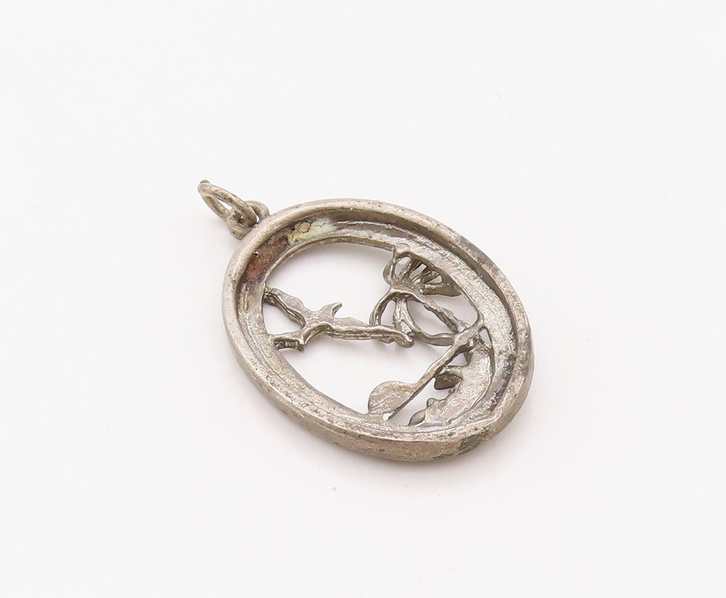 925 Sterling Silver Vintage Pendant Dark Tone Cutout Beach Landscape  PT23667
