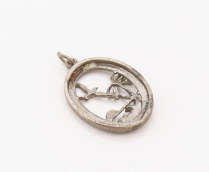 925 Sterling Silver Vintage Pendant Dark Tone Cutout Beach Landscape  PT23667