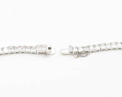 ROSS SIMON 925 Silver Sparkling Cubic Zirconia Box Chain Necklace  NE2386