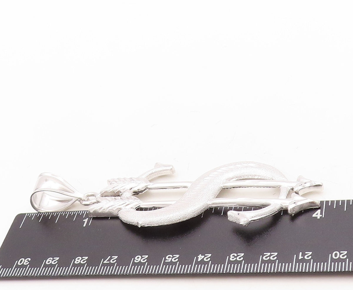 925 Sterling Silver Vintage Pendant Large Solid Cutout Dollar Symbol  PT23885