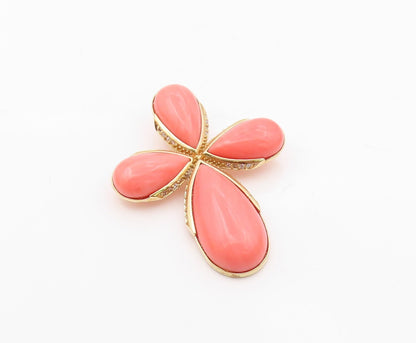925 Sterling Silver Rhodochrosite & Topaz Religious Cross Pendant PT14354