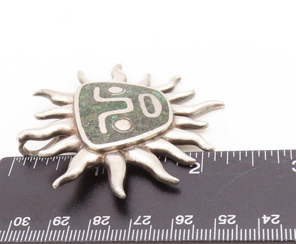 925 Sterling Silver Vintage Pendant MIGUEL MELENDEZ  Turquoise Sun  PT23643