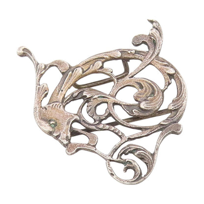 925 Sterling Silver Vintage Belt Buckle Openwork Mythical Winged Dragon  TR4135
