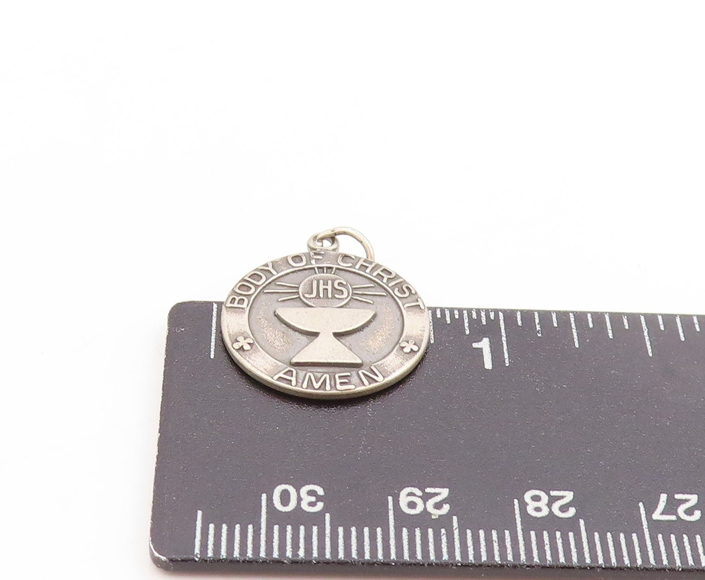 925 Sterling Silver Vintage Pendant Body Of Christ JHS Communion Medal  PT25117
