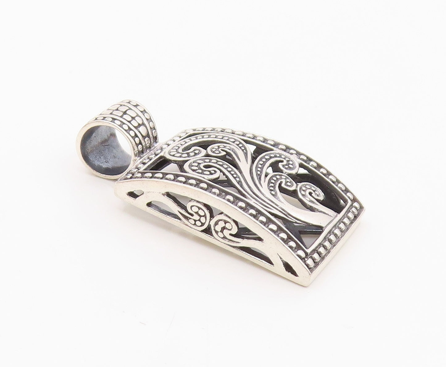 SILPADA 925 Silver  Vintage Shiny Swirl Square Bordered Pendant  PT19566