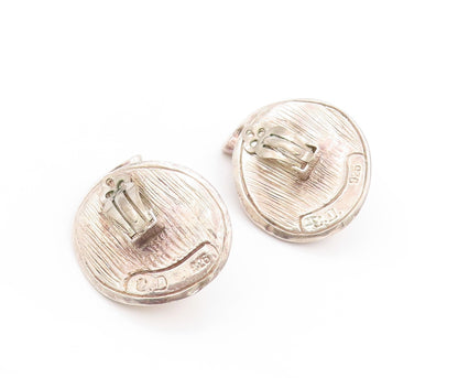 925 Sterling Silver Vintage Earrings Modernist Brutalist Fold Design  EG13607