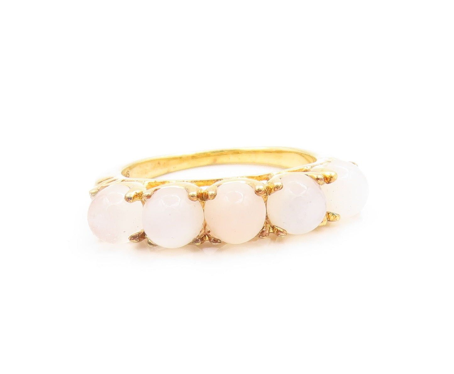 925 Sterling Silver Vintage Ring Gold Plated Round Moonstone Band  Sz 7  RG36233