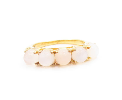 925 Sterling Silver Vintage Ring Gold Plated Round Moonstone Band  Sz 7  RG36233