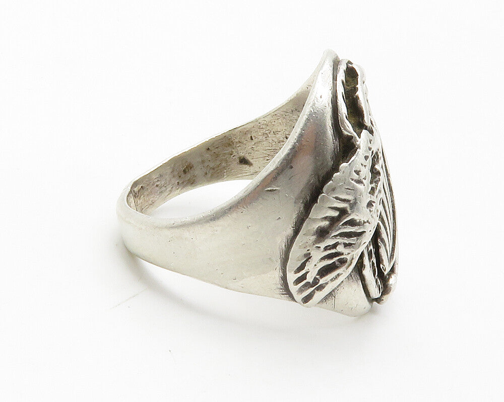 NAVAJO 925 Silver  Vintage Antique Chiseled Eagle Band Ring Sz 10.5  RG14281