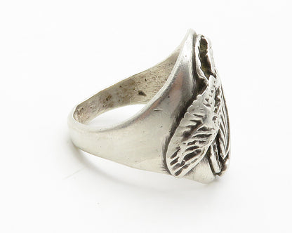 NAVAJO 925 Silver  Vintage Antique Chiseled Eagle Band Ring Sz 10.5  RG14281