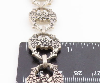 BB 925 Sterling Silver  Vintage Floral Etched Design Chain Bracelet  BT8508