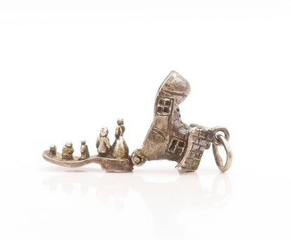 925 Sterling Silver Vintage Pendant Boot Family Home Charm (OPENS)  PT23855