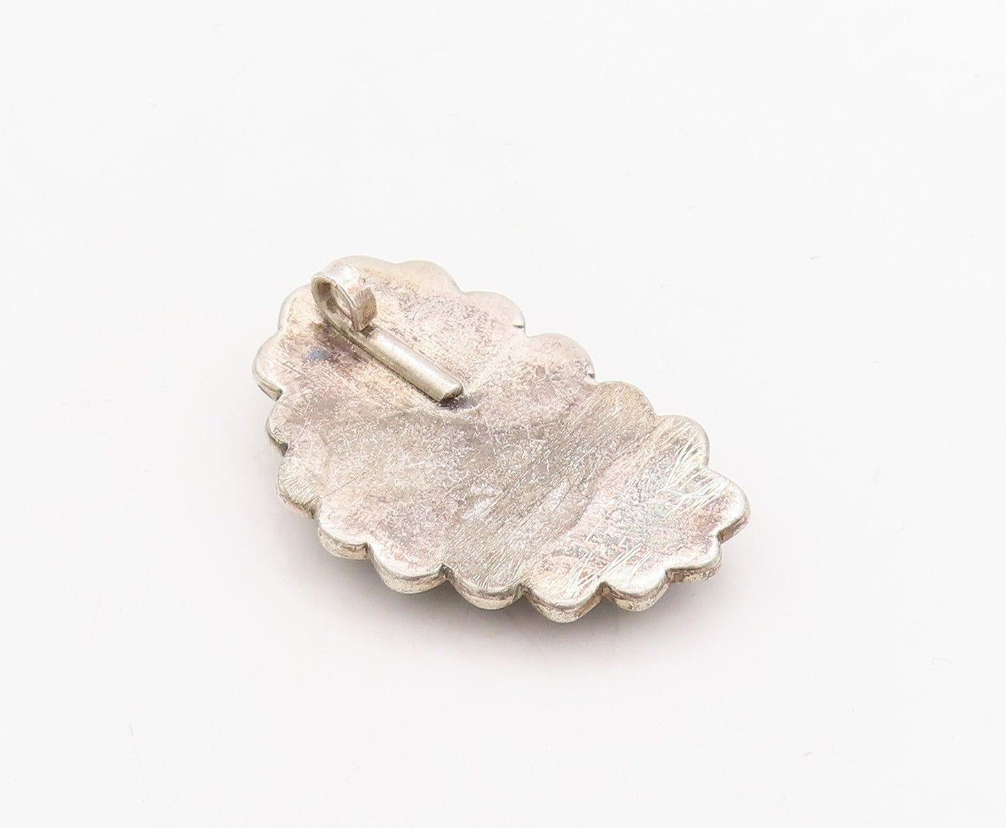925 Sterling Silver Vintage Pendant NAVAJO Designer Carved Gemstone  PT23639