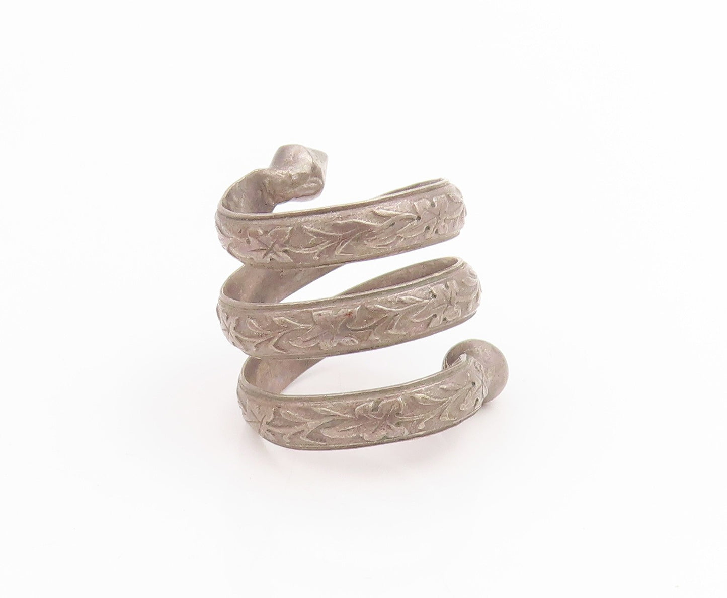 925 Sterling Silver Vintage Ring Chinese Export Floral Wrap Band  Sz 8  RG33780