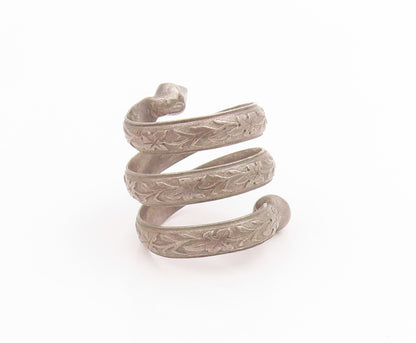 925 Sterling Silver Vintage Ring Chinese Export Floral Wrap Band  Sz 8  RG33780